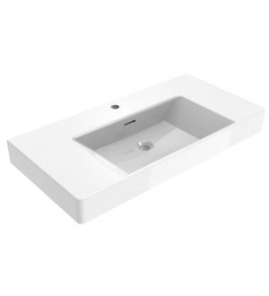 Lavabo in ceramica Ponsi serie Malibu con troppo pieno e foro per miscelatore