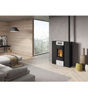 STUFA A PELLET STAGNA DUB100++ ACCIAIO PERLA BIANCA