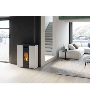 STUFA A PELLET STAGNA EK63 ENTITY90+ ACCIAIO BIANCO PERLA