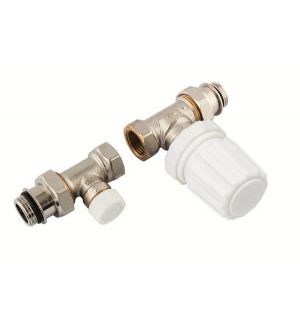 KIT VALVOLA E DETENTORE DIRITTI DA 1/2" x 1/2" ATTACCO FERRO CON VOLANTINO MANUALE TERMOSTATIZZABILE