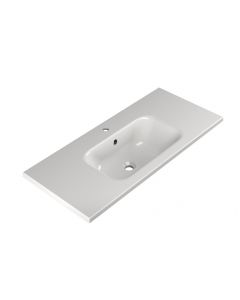 Lavabo in Marmoresina Ponsi, L 101 cm 1 Vasca, con Troppo Pieno Integrato e Foro per Miscelatore 